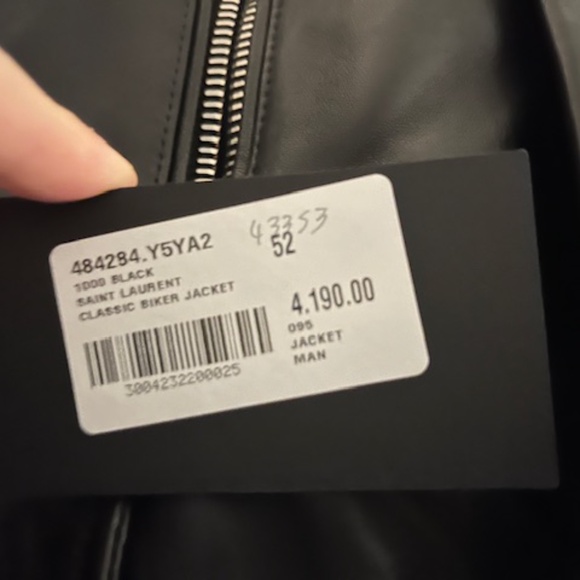 Yves Saint Laurent Brand NWT Black Mens Leather Biker Jacket Size 52 - Picture 4 of 5